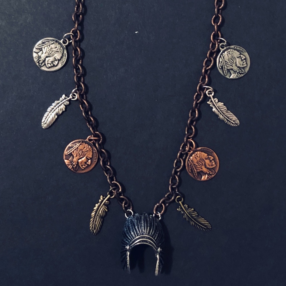 Handcrafted Native American charm necklace.